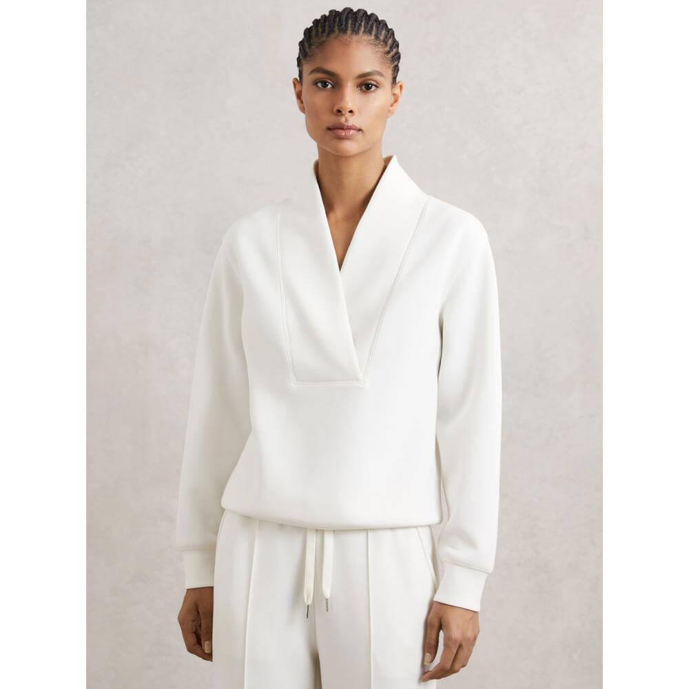 REISS Annabel Interlock Shawl-Neck Sweatshirt